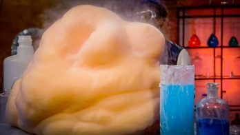 chemical reaction causes a ton of colorful foam to form