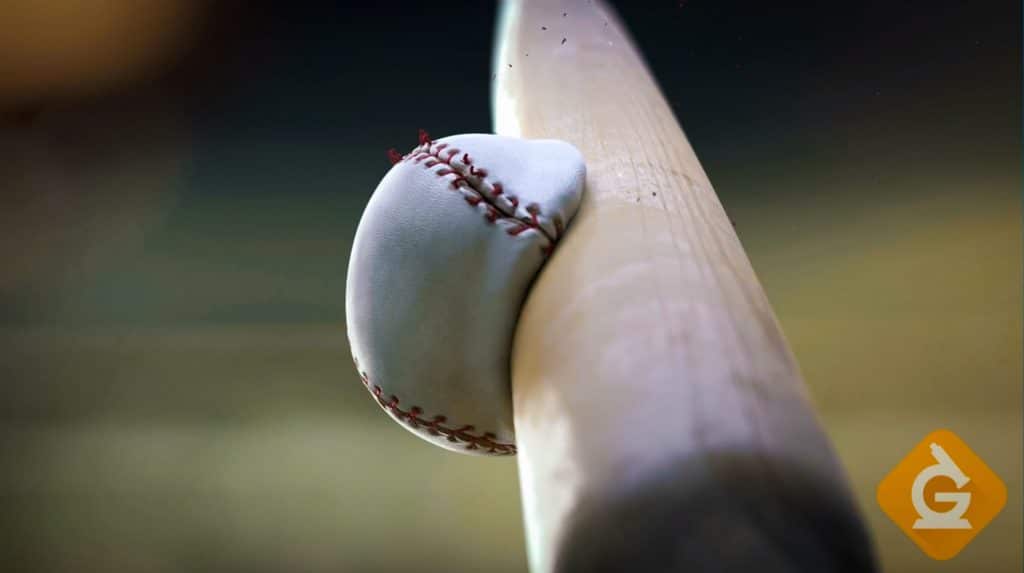 baseball collision with a bat in slow motion