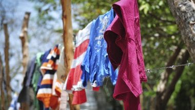 clothing hanging outside dry due to evaporation