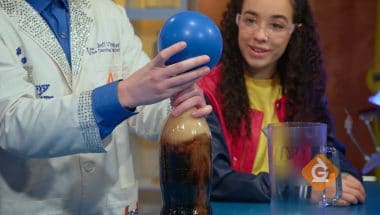 collecting gas from soda in an experiment