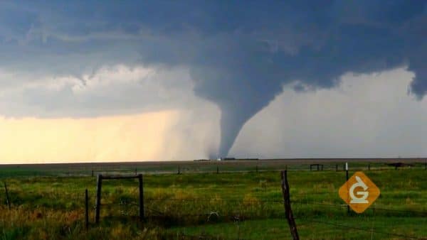 Large Tornado in the distance in an example of extreme weather