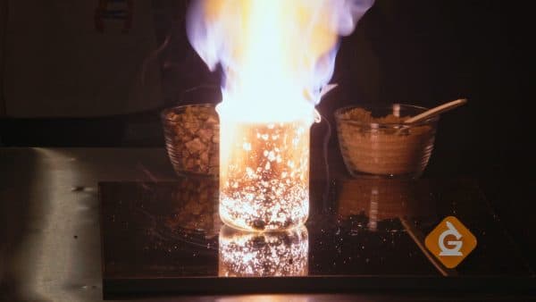 burning sugar to show that food has energy
