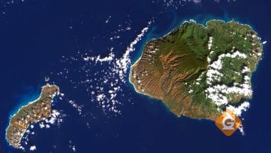 aerial view of islands focusing on the shape of the land