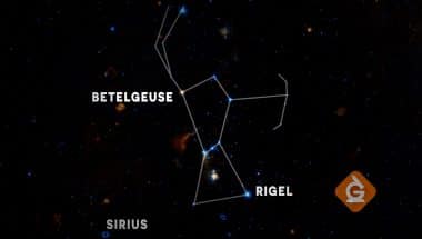 The Orion constellation example with rigel and sirius