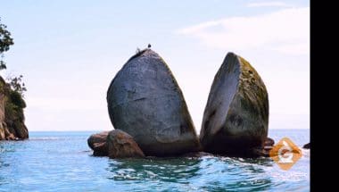 Rock split in half by weathering