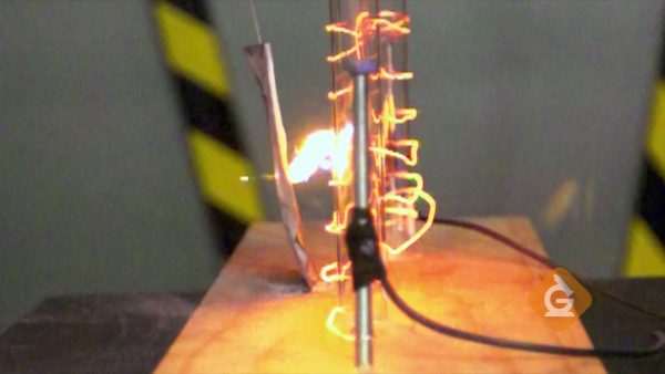 heat from nicrome wire is used to ignite flash paper by transferring energy
