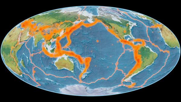 The Ring of Fire is caused by tectonic plates.