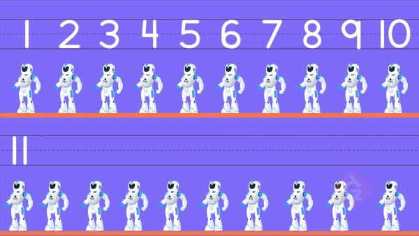 Count eleven robots.