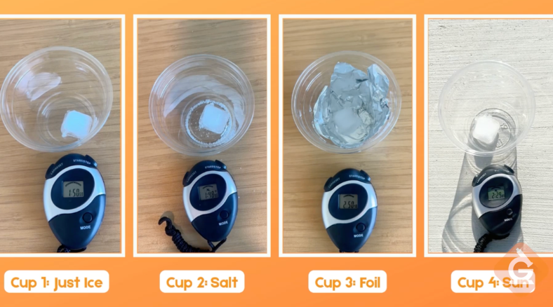 which ice will melt the fastest with  this ice melt race DIY activity. A perfect summer STEM activity. 