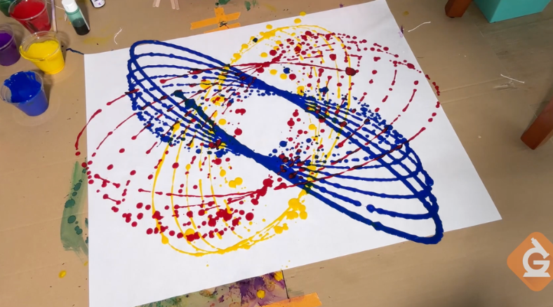 How will the loops and patterns affect the paint? What happens when you swing the pendulum slower or faster? Find out more in our spin art force challenge DIY activity (a.k.a. pendulum art!)
